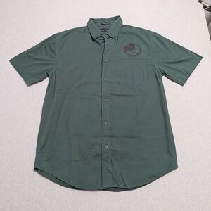 ULTRA CLUB Casual Button-Down Shirt Men's Green M Cotton Blend Short Sleeve DEA